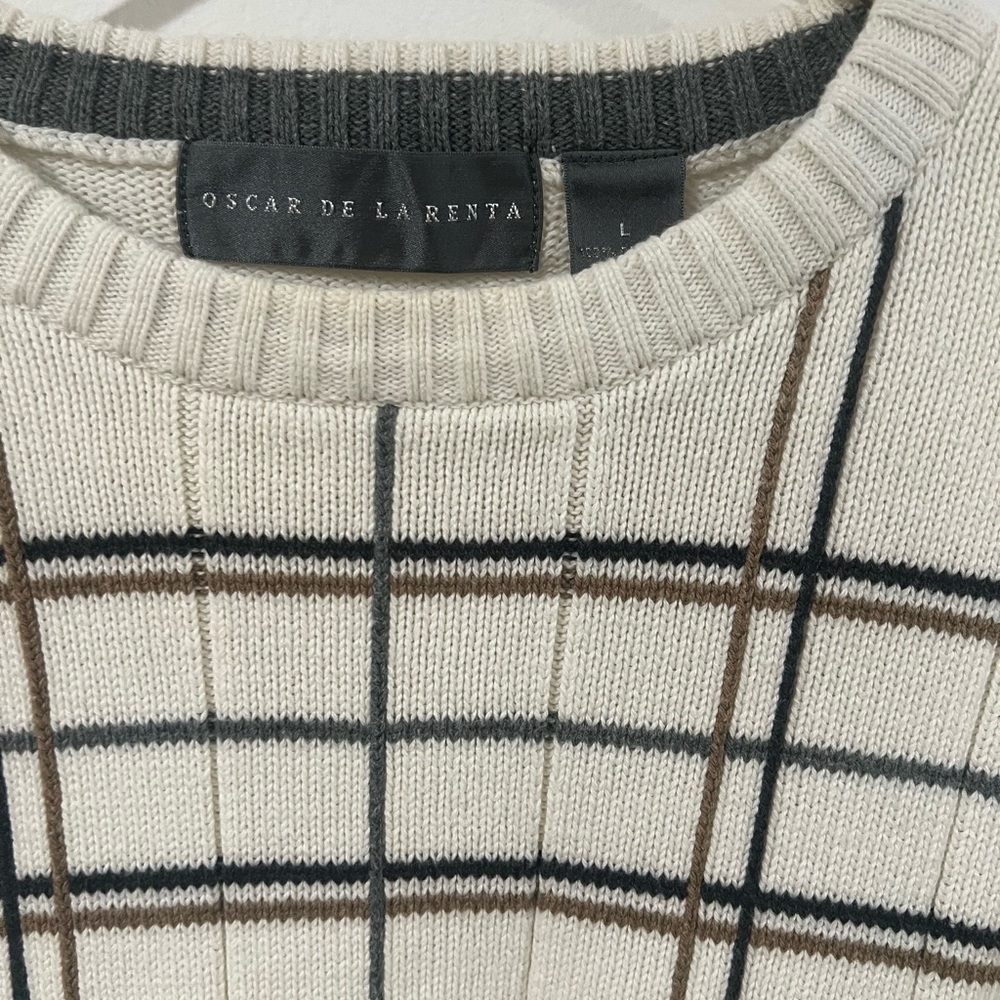Oscar De La Renta vintage sweater, size L cream multi, 100% cotton - Picture 7 of 10